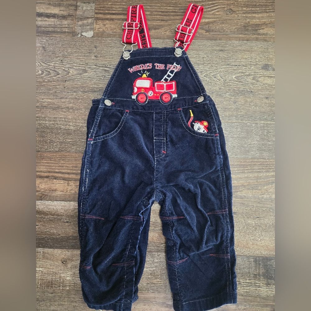 Vintage BT Kids Fire Pup Corduroy Overalls